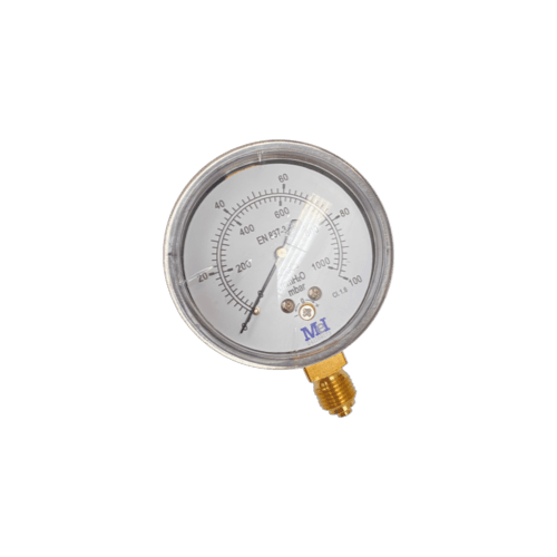 Manómetro DN63 Caixa Inox 1/4" Vertical M.BSP Seco 0-100mbar Cl.1,6